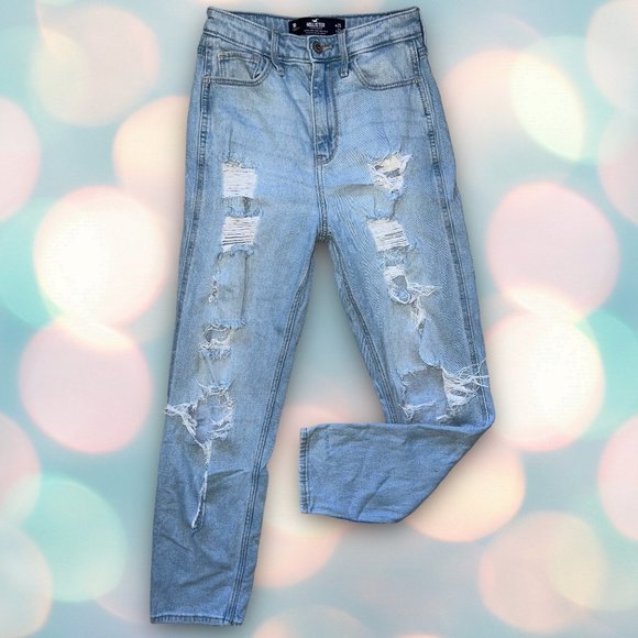 Hollister Women’s Ultra High-Rise Distressed Mom Jeans Size 1 - Picture 2 of 5